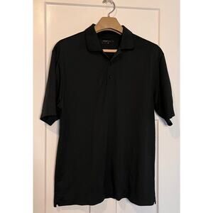 Nike Golf Mens Nike Dri-Fit Polo Shirt Black Short Sleeve Buttons Collar LARGE